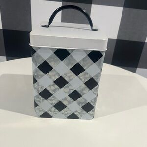Black and White Checkered Tin Container